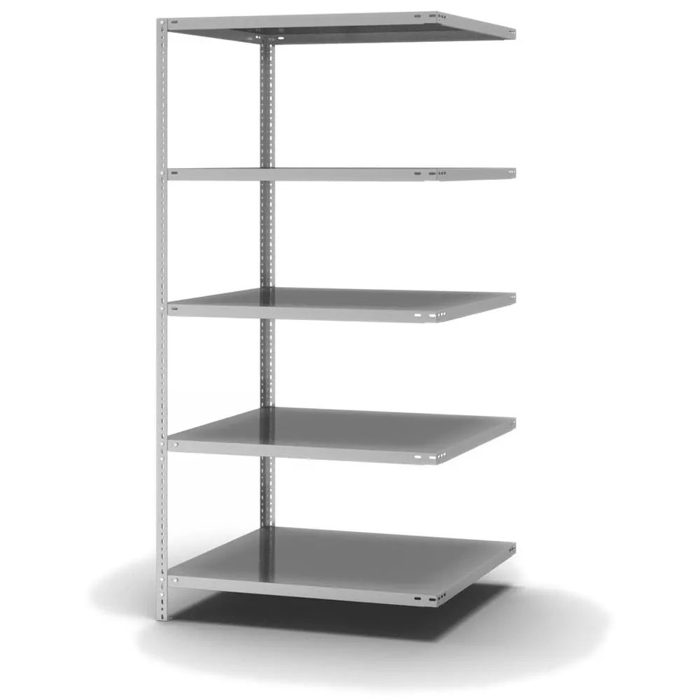 Edelstahl Fachbodenregal Schraubsystem | Anbauregal | HxBxT 200x100x80cm | 5 Ebenen | Fachlast 200kg | Edelstahl