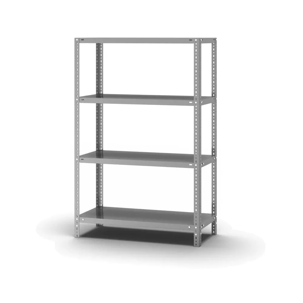 Edelstahl Fachbodenregal Schraubsystem | Grundregal | HxBxT 150x100x40cm | 4 Ebenen | Fachlast 200kg | Edelstahl