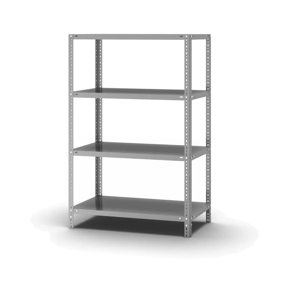 Edelstahl Fachbodenregal Schraubsystem | Grundregal | HxBxT 150x100x50cm | 4 Ebenen | Fachlast 200kg | Edelstahl