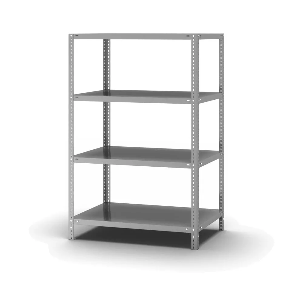 Edelstahl Fachbodenregal Schraubsystem | Grundregal | HxBxT 150x100x60cm | 4 Ebenen | Fachlast 200kg | Edelstahl