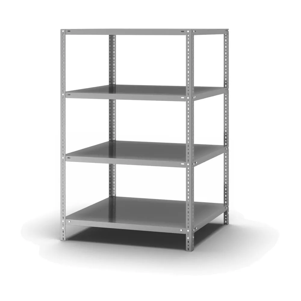 Edelstahl Fachbodenregal Schraubsystem | Grundregal | HxBxT 150x100x80cm | 4 Ebenen | Fachlast 200kg | Edelstahl