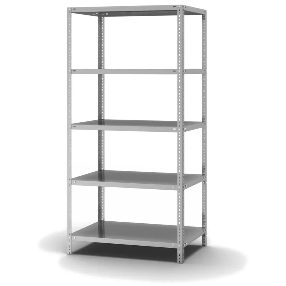 Edelstahl Fachbodenregal Schraubsystem | Grundregal | HxBxT 200x100x60cm | 5 Ebenen | Fachlast 200kg | Edelstahl