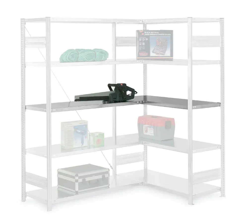 Zusatzebene für Eckregal Stecksystem T-Profil | BxT 130x40cm | Traglast 124kg | Verzinkt